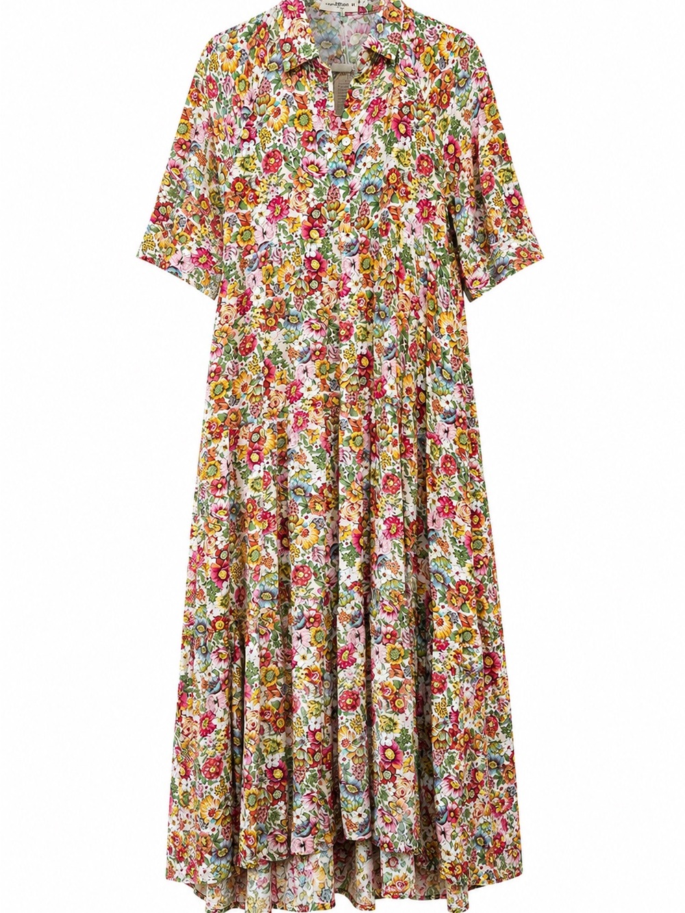 NATURAL LIFE Floral Tiered Maxi Dress in White and Pink - Picture 2 of 2